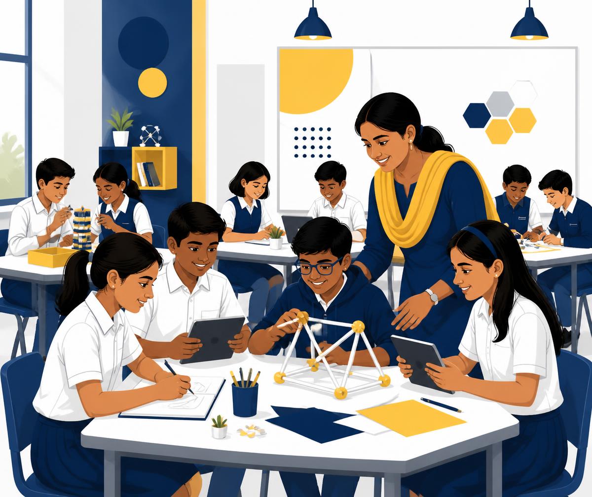 Students taking the FCO Pilot Assessment in a school classroom